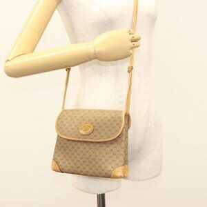 GUCCI Micro GG Supreme Shoulder Bag PVC Beige Gold